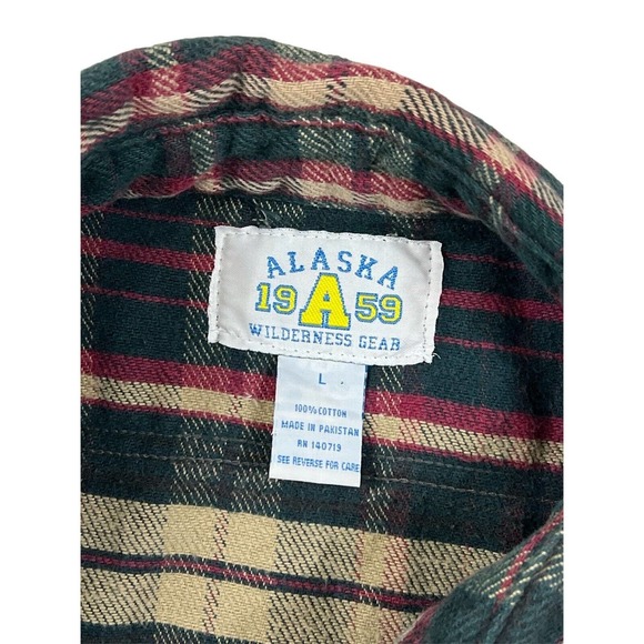 VTG Alaska Wilderness Gear 1959 Green Plaid Flannel‎ Long Sleeve Button Up Sz L - Picture 3 of 6